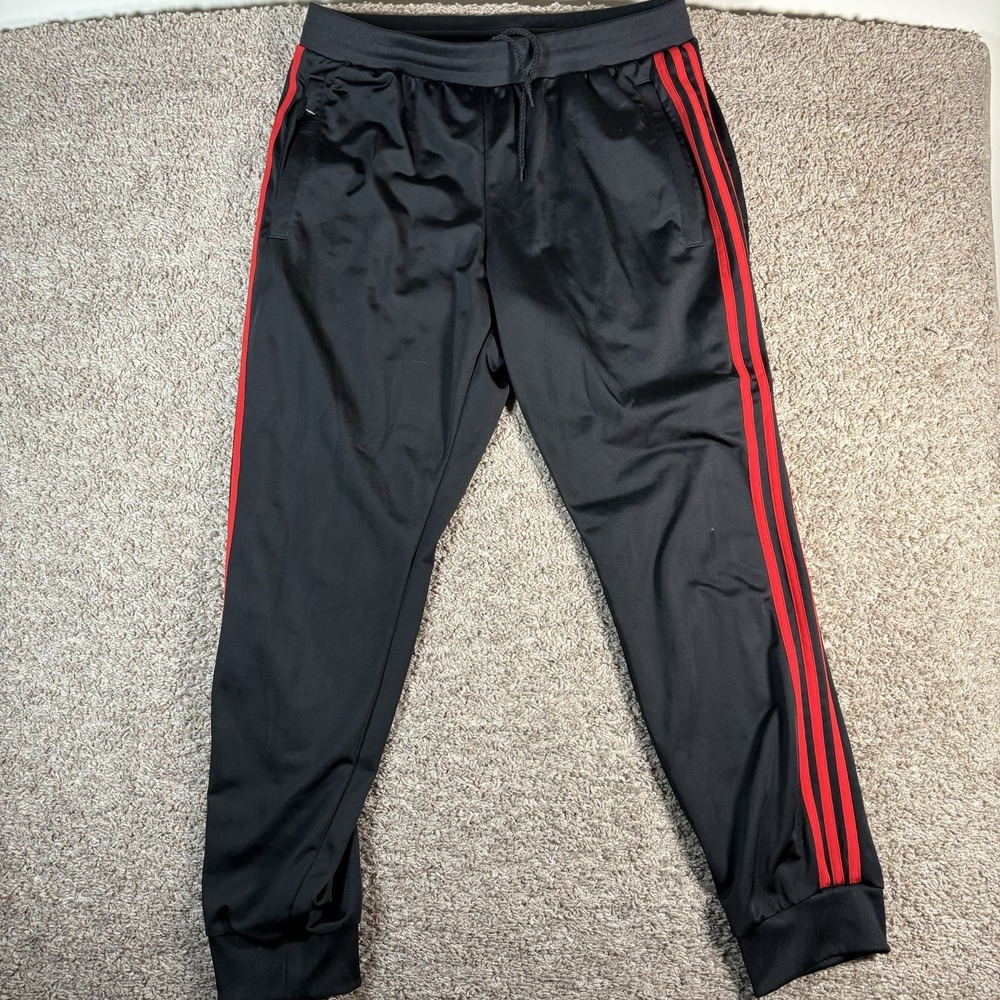 Black Jogger Pants with Red Side Stripes